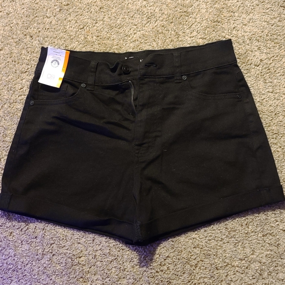 High rise jean shorts black